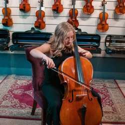 Cellist Playing Music at Heid Music