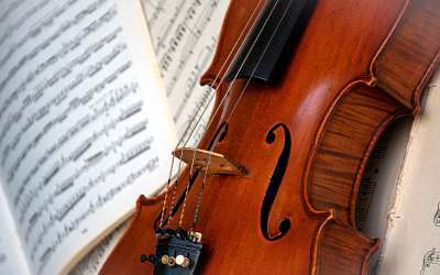 A Violin with Music at Heid Music